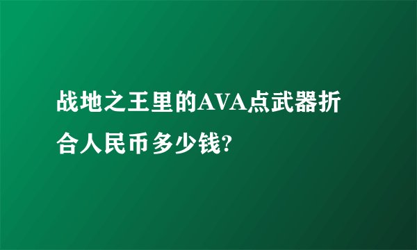 战地之王里的AVA点武器折合人民币多少钱?