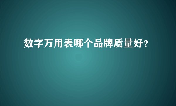 数字万用表哪个品牌质量好？