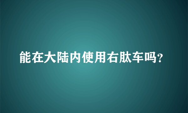能在大陆内使用右肽车吗？