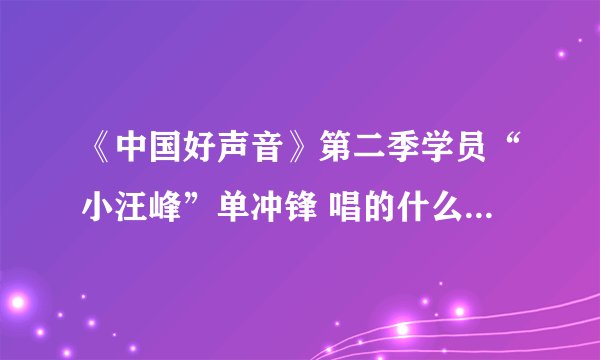 《中国好声音》第二季学员“小汪峰”单冲锋 唱的什么歌?《存在》MV及mp3下载地址!