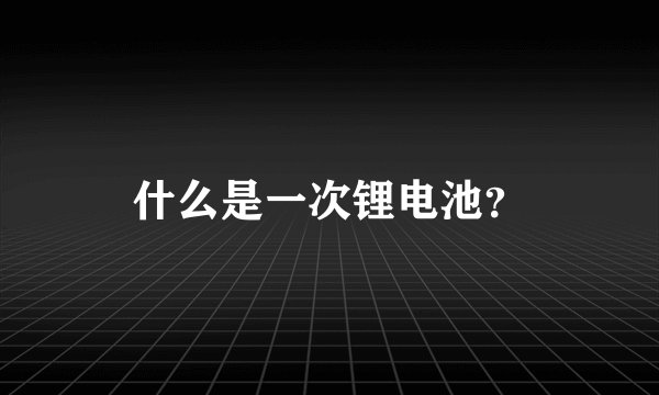 什么是一次锂电池？