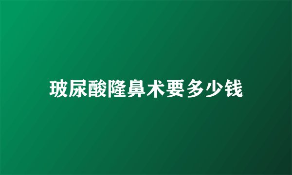 玻尿酸隆鼻术要多少钱
