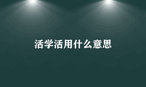 活学活用什么意思