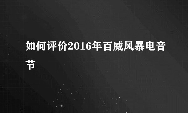如何评价2016年百威风暴电音节