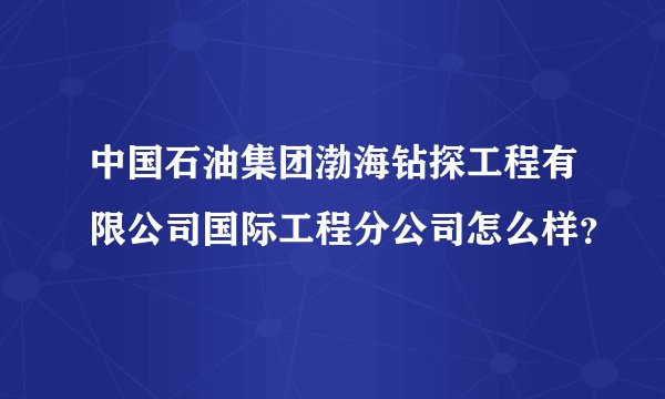 中国石油集团渤海钻探工程有限公司国际工程分公司怎么样?