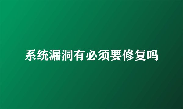 系统漏洞有必须要修复吗