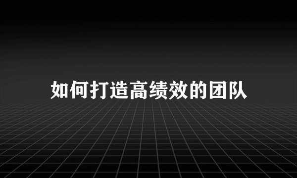 如何打造高绩效的团队