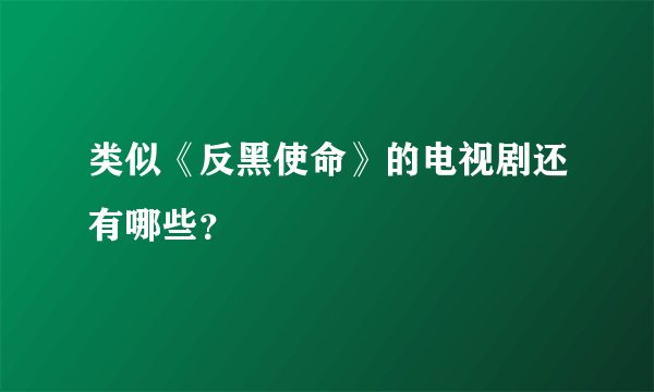 类似《反黑使命》的电视剧还有哪些？