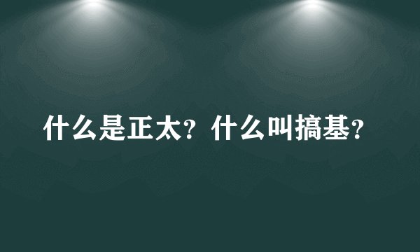 什么是正太？什么叫搞基？