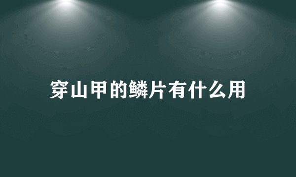 穿山甲的鳞片有什么用