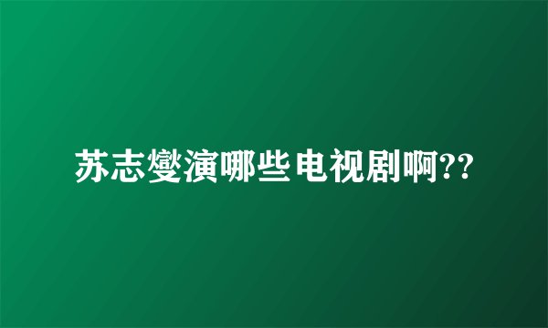苏志燮演哪些电视剧啊??
