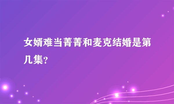 女婿难当菁菁和麦克结婚是第几集？