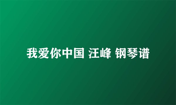 我爱你中国 汪峰 钢琴谱