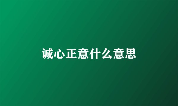 诚心正意什么意思