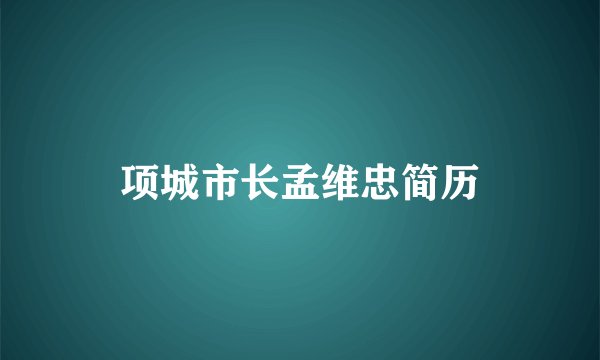 项城市长孟维忠简历
