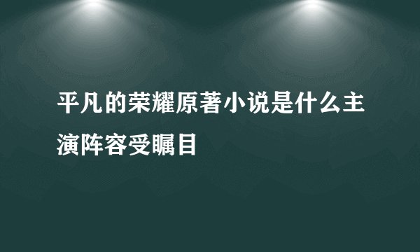 平凡的荣耀原著小说是什么主演阵容受瞩目