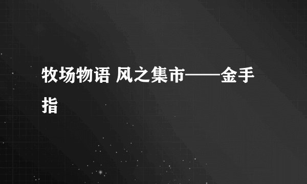 牧场物语 风之集市——金手指