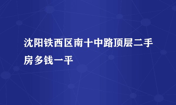 沈阳铁西区南十中路顶层二手房多钱一平
