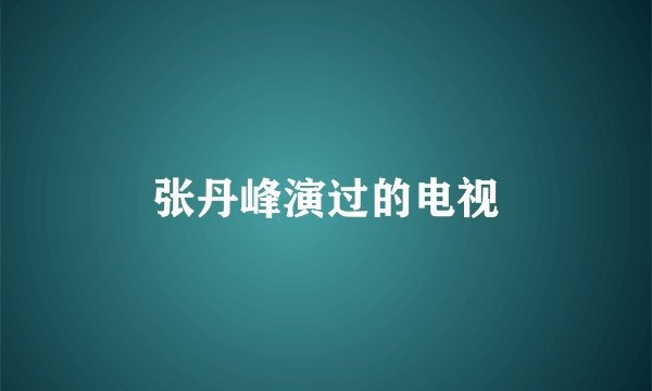 张丹峰演过的电视