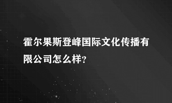 霍尔果斯登峰国际文化传播有限公司怎么样？