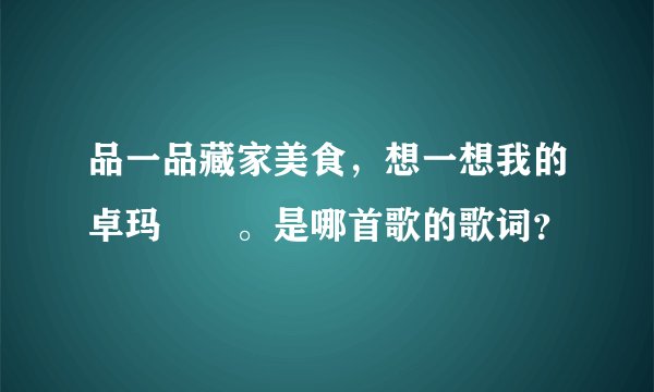 品一品藏家美食，想一想我的卓玛妺妺。是哪首歌的歌词？