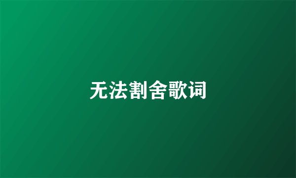 无法割舍歌词