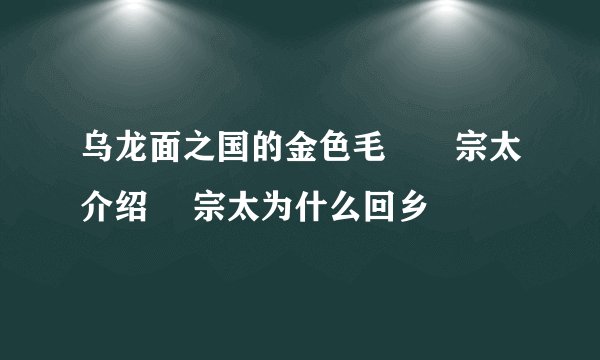 乌龙面之国的金色毛毬俵宗太介绍 俵宗太为什么回乡