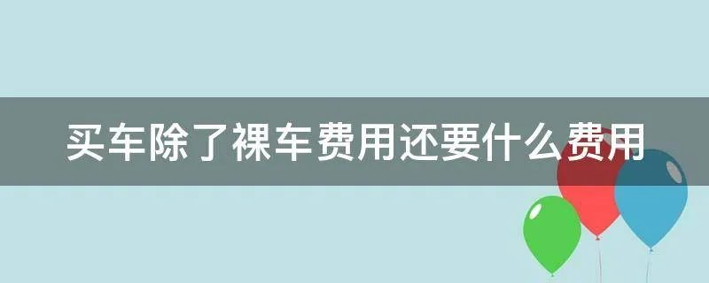 买车除了裸车费用还要什么费用