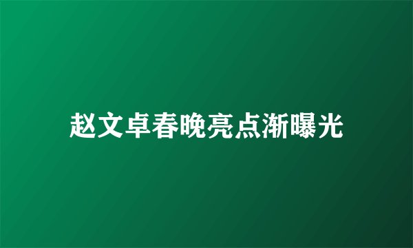 赵文卓春晚亮点渐曝光