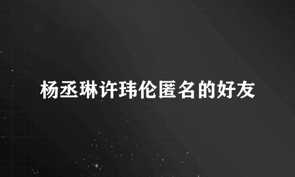 杨丞琳许玮伦匿名的好友