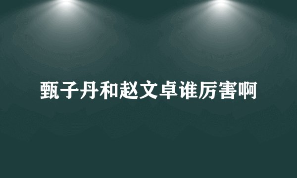 甄子丹和赵文卓谁厉害啊