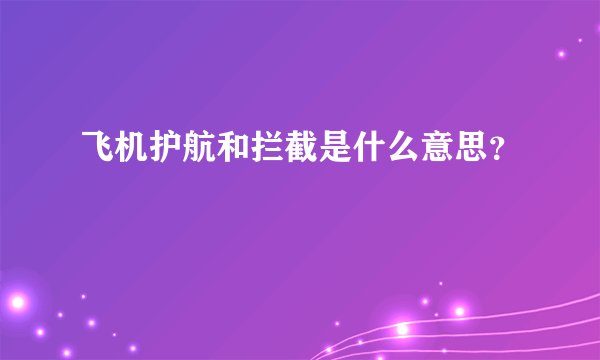 飞机护航和拦截是什么意思？