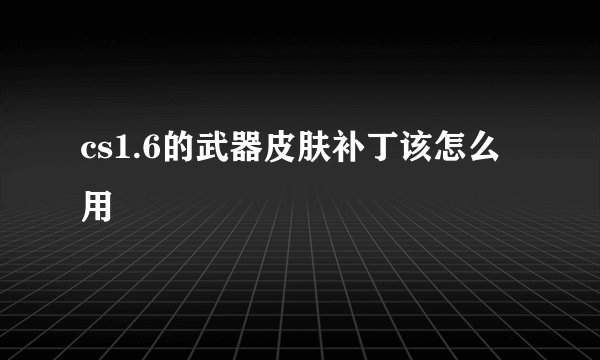cs1.6的武器皮肤补丁该怎么用