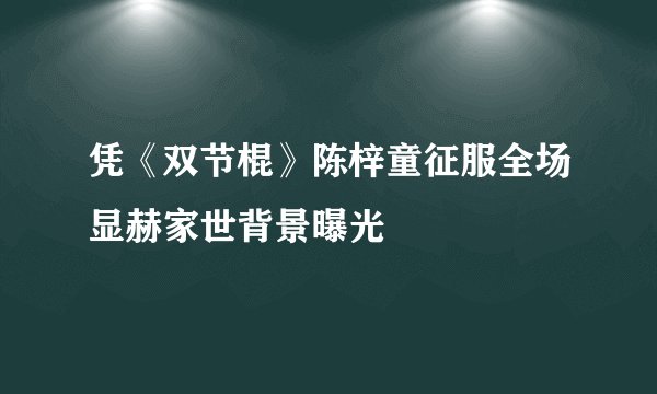 凭《双节棍》陈梓童征服全场显赫家世背景曝光