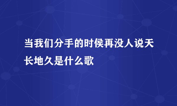 当我们分手的时侯再没人说天长地久是什么歌