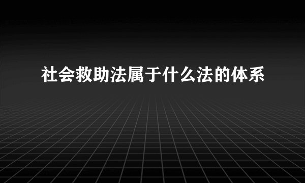 社会救助法属于什么法的体系