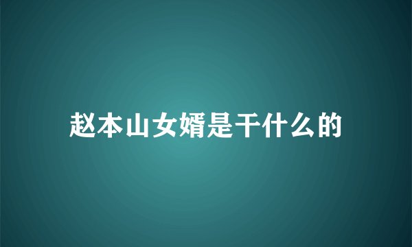 赵本山女婿是干什么的