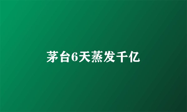 茅台6天蒸发千亿