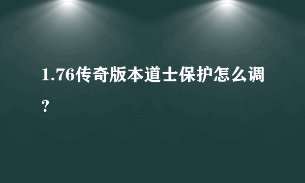 1.76传奇版本道士保护怎么调？