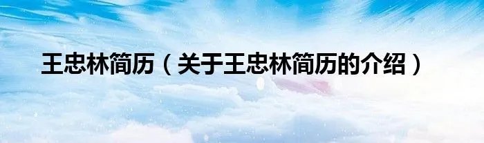 王忠林简历(关于王忠林简历的介绍)