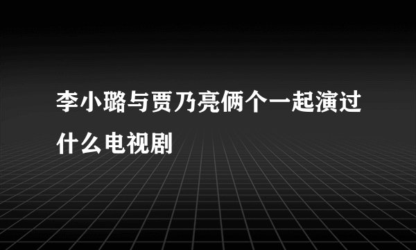 李小璐与贾乃亮俩个一起演过什么电视剧