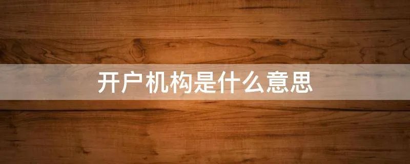 开户机构是什么意思