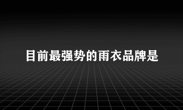 目前最强势的雨衣品牌是