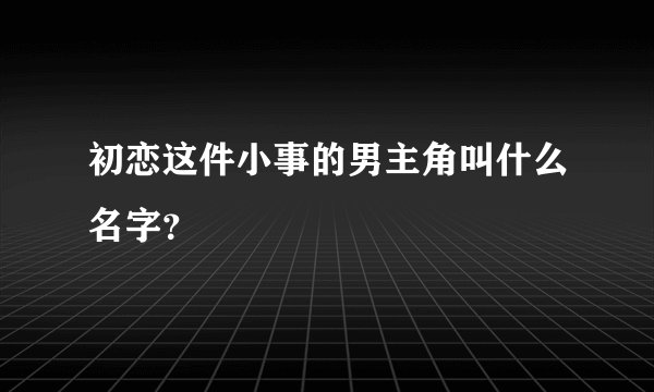 初恋这件小事的男主角叫什么名字？