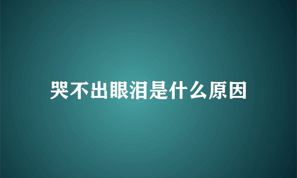 哭不出眼泪是什么原因