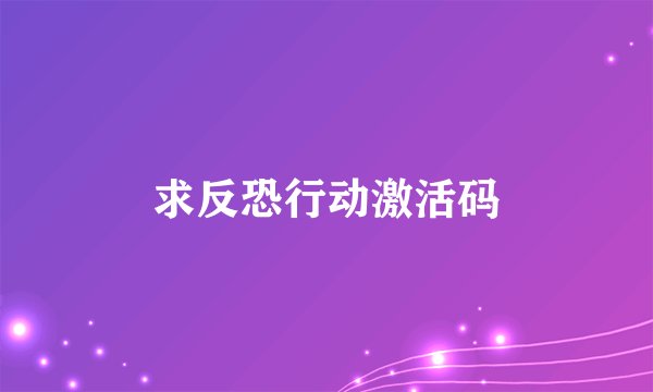 求反恐行动激活码