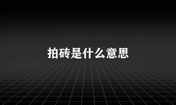 拍砖是什么意思