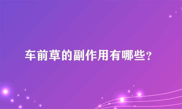 车前草的副作用有哪些？