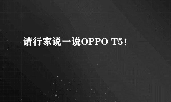 请行家说一说OPPO T5!