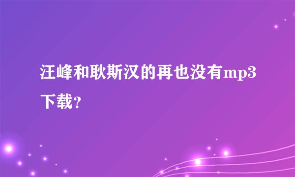 汪峰和耿斯汉的再也没有mp3下载？